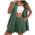 thumbnail image 2 of Short Sets for Women Sleeveless Button Down Collared Shirt and Shorts 2 Piece Matching Set Womens Lounge Set, 2 of 3
