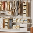 thumbnail image 2 of Hanging Closet Organizer 4 Tier - Clothes Hanging Shelves, Space-Saving Closet System, Fabric Storage Bins Bedroom Organization, Collapsible Baskets for Home, Dorm, Rv, Beige, 2 of 8