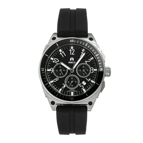 Shield Sonar Chronograph Strap Watch W/Date - Black/Silver