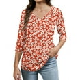 thumbnail image 2 of Womens 3/4 Sleeve Tops And Blouses S Orange, 2 of 4