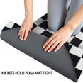 thumbnail image 3 of Black and White Checkered Pattern Hot Yoga Mat Towel Non Slip for Hot Yoga - Quick-Drying Yoga Mat Cover with 4 Corner Pockets with Travel Bag - Hot Yoga Towel Non Slip 74"x26", 3 of 6