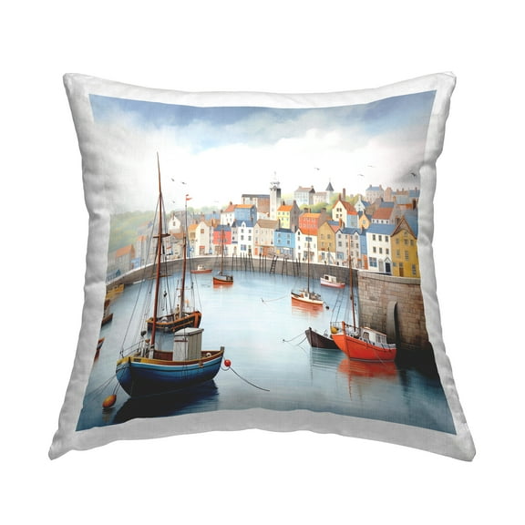 Stupell Industries Urban Seaside Harbor Decorative Printed Throw Pillow, 18 x 18