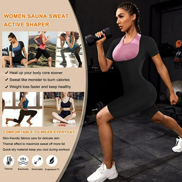 Women Full Body Shaper Neoprene Sauna Suit Sweat Workout Waist Trainer Thighs Slimmer Shapewear Bodysuit Walmart