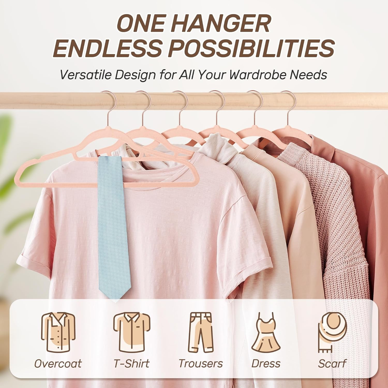 Velvet Hangers 30 Pack with Rose Gold Hooks, Non-Slip, Space Saving & Heavy Duty Slim Flocked Hangers for Clothes, Dresses, Suits, Coats & Pants(Pink)