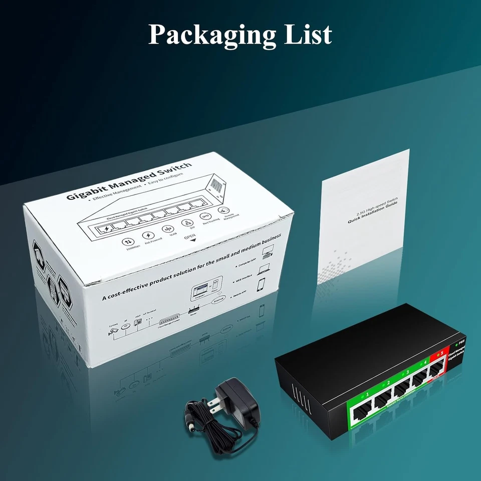 PRIME - 5-Port Gigabit Ethernet Switch – Vlan/Qos, Plug & Play, Metal, Poe-In