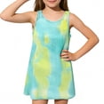 thumbnail image 3 of lnmuld Girls' Tie-Dye Knit Swim Cover Up Dress Sleeveless Beach Cover Up Toddler Kids Summer Casual Pool Party Size:6-7 Years, 3 of 4