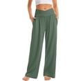 thumbnail image 2 of Pantalón cruzado de talle alto para mujer, cómodo pantalón palazzo, pantalón holgado, pantalones para correr, 2 of 6