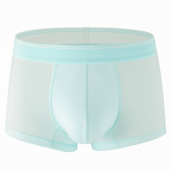 successthop Mens Silk Underwear Plus Size Cool Support Pouch Low Rise Sport Lightweight Solid Boxer Brief Blue M