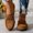 Brown, variant on Loafers for Women Versatile Low Heel Bowtie Deco Slip On Flats Fashion Vintage Round Toe Casual Shoes