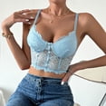 thumbnail image 4 of SNKSDGM Female Womens Tank Tops Dressy Casual Spaghetti Strap Tank Top with Built in Bra Crop Women Sexy Lace Sleeve French High End Design Sense Short Style Top L, 4 of 5
