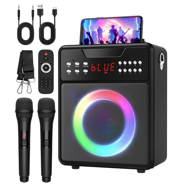 Máquina de karaoke portátil NBKLS con micrófono inalámbrico Bluetooth 2