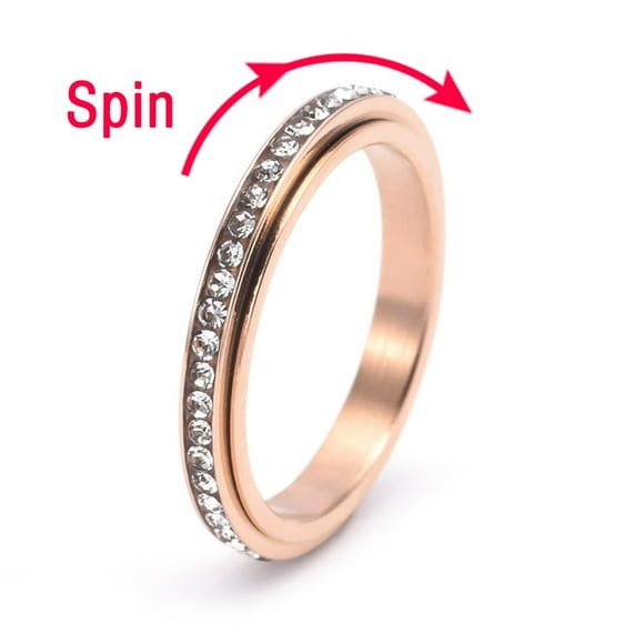 Fidget Anxiety Ring Drive Away Your Anxiety Stainless Steel Spinner Fidget Band Rings Cubic Zirconia Relieving Anxiety Rings