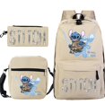 thumbnail image 1 of Disney Stitch-mochila de gran capacidad para niños, conjunto de 3 piezas de dibujos animados, mochila ligera para estudiantes Fivean unisex, 1 of 2