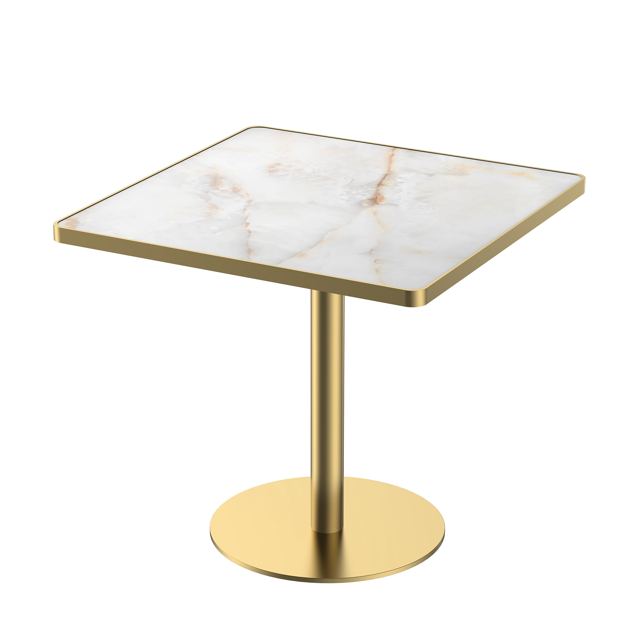 Round Dining Table with Sturdy Base, Modern Kitchen Table for Small Spaces, White