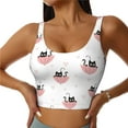 thumbnail image 2 of Haiem Umbrella Cat Pattern Womens Sports Bra - U Neck Padded Low Impact Yoga Bra Workout Crop Top Gym Moisture-Wicking Workout Vest -Medium, 2 of 9