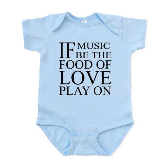 CafePress - Music Food Love Quote Infant Bodysuit - Baby Light Bodysuit, Size Newborn - 24 Months
