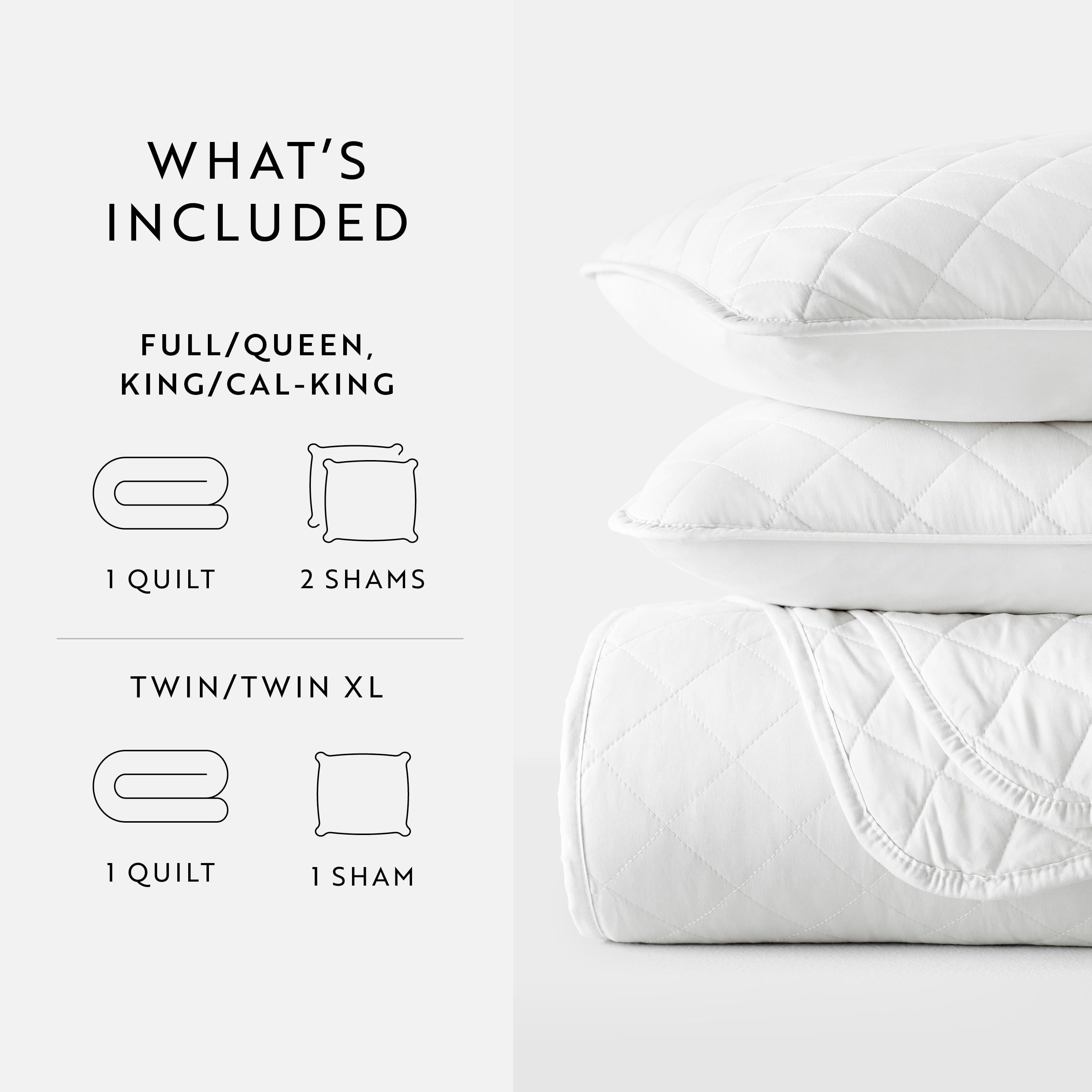 Noble Linens 3-Piece White Diamond Quilt Set, Twin / Twin XL