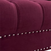3 Piece La Rosa Chesterfield Tufted Velvet Sofa Set in Burgundy Red