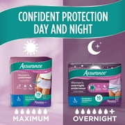 Assurance Womens Overnight Incontinence and Postpartum Underwear, L, Ultimate Absorbency, 16 Count