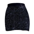 thumbnail image 4 of Hpapadks Holiday Skirts for Women Sparkly Sequin Mini Skirt with Wide Elastic Waistband for Summer Fall Party Blue L, 4 of 4