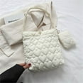 thumbnail image 6 of Casual Down Cotton Padded Quilted Large Capacity Handbags Shoulder Bags Tote Bags Shopping Bags WHITE, 6 of 8