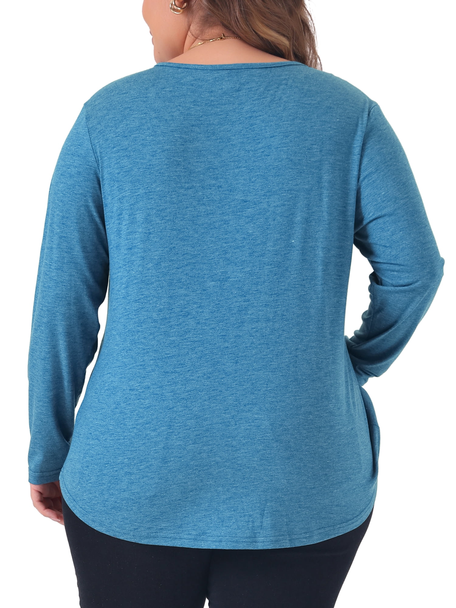 DARING DIVA Women's Plus Tops Pleated Front V Neck Button Blouses 4X Gray Blue