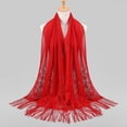 thumbnail image 2 of HNMKIU Elegant Wrap Shawl with Lace Tassel Detail for Hijab Long Stole Style Women Fashion Red,One Size, 2 of 3