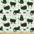 thumbnail image 2 of Ambesonne Cats Fabric by the Yard Upholstery, Grumpy Funny Kitty Pattern, 1 Yard, Dark Brown and White, 2 of 5