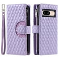 thumbnail image 2 of Dteck Zipper Wallet Crossbody Strap Case for Google Pixel 8A,Magnetic Leather Card Slots Cash Pocket Case Shockproof Kickstand Cover with Shoulder & Wrist Strap,Purple, 2 of 7