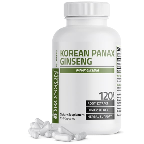 Bronson Korean Panax Ginseng 1000 mg Supports Energy, Endurance & Vitality   Memory and Mental Performance, 120 Capsules