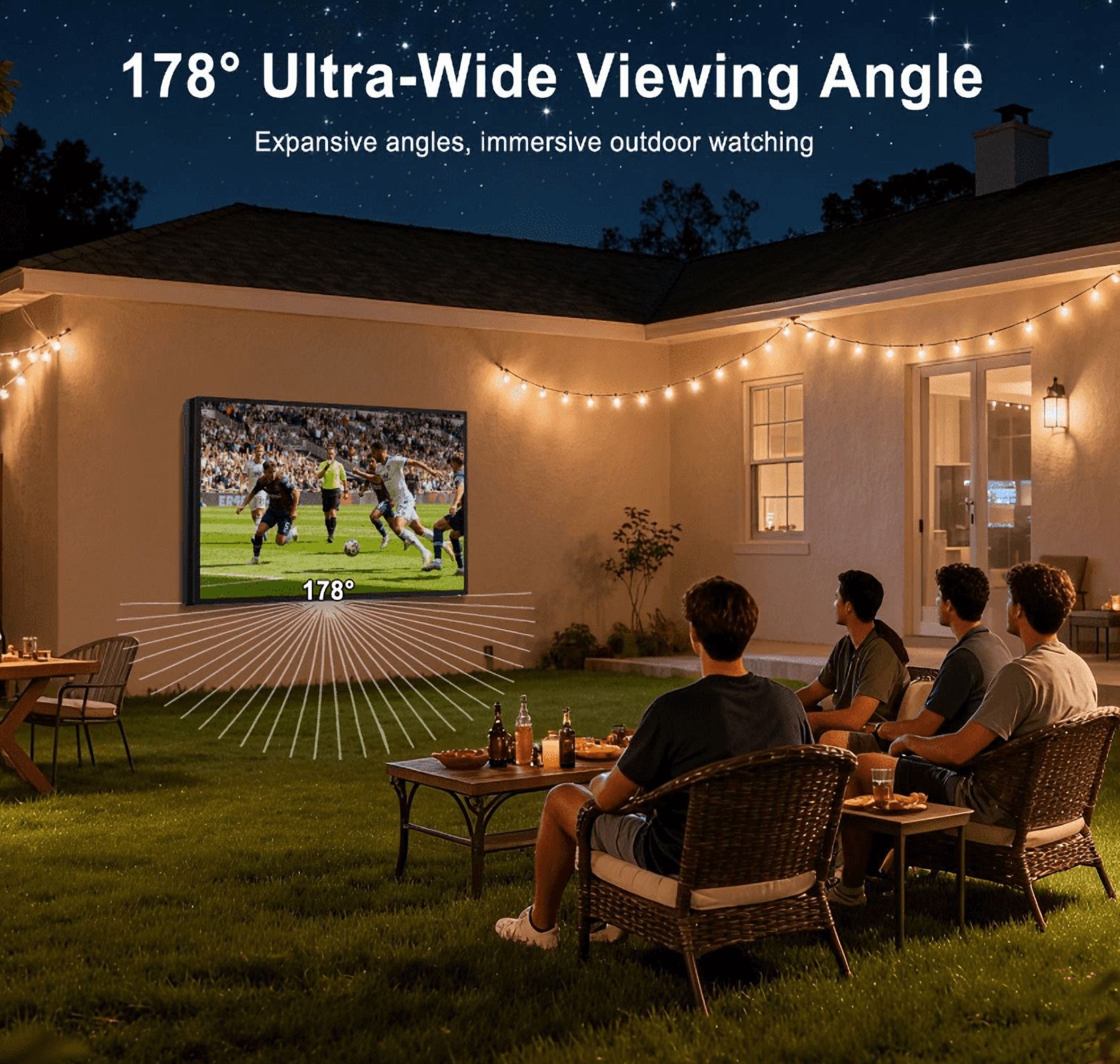 55'' Outdoor Smart TV, 4K UHD Smart TV 2500nits High Brightness TV, IP65 Waterproof with Dolby Atmos, Voice Assistant Remote, Chromecast for Full Sun