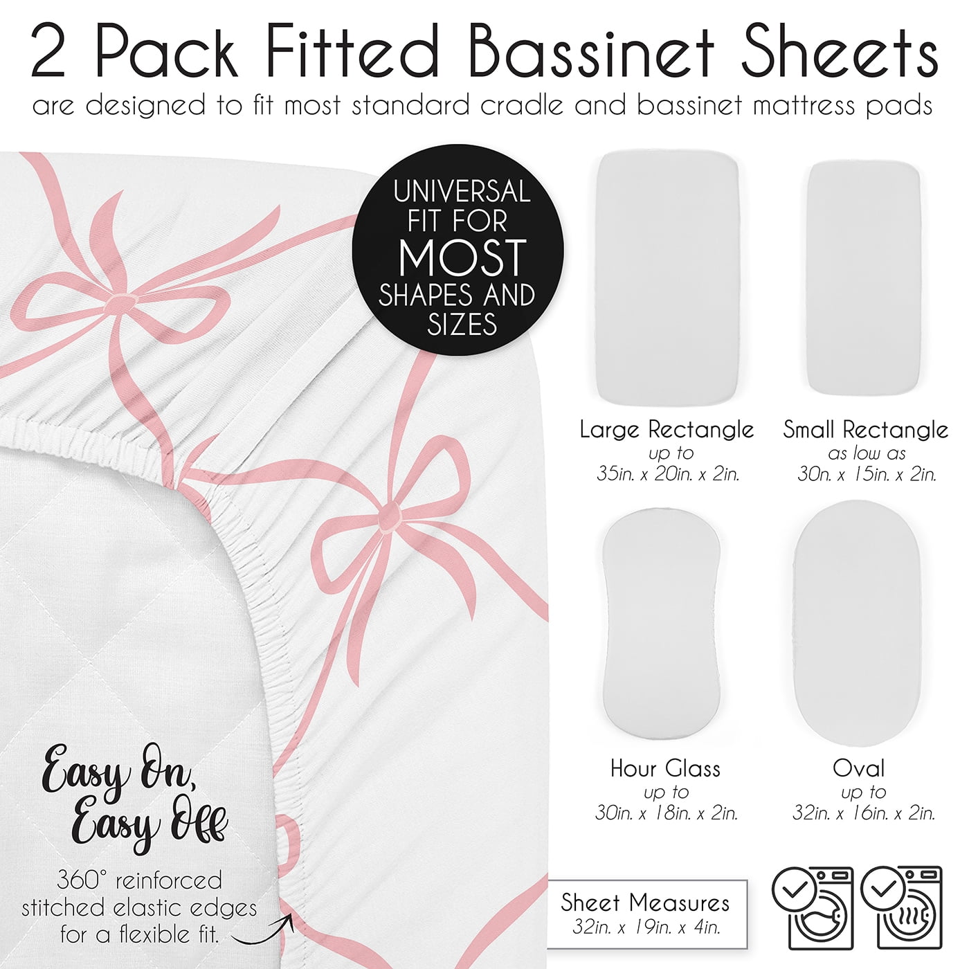 Sweet Jojo Designs Ballerina and Ballet Bows Girl Baby Bassinet Fitted Sheets Set 2 Piece