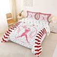 thumbnail image 3 of Erosebridal Pink Dripping Baseball Stitch & Batter Silhouette Graphic Full Size Comforter Sets 3 Pieces, Baseball Graphic Bedding Sets for Girls Kids,Lightweight Room Decor, 3 of 4
