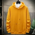 thumbnail image 2 of Levmjia Men's Solid Color Hoodie Cotton Sweatshirt with Drawstring Hood Casual Long Sleeve Pullover Kangaroo Pocket Jacket Loose Fit Comfort Wear Sizes M-3XL, 2 of 6