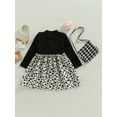 thumbnail image 4 of goowrom Robe d'Automne pour Fille, Imprimé Floral Patchwork Manches Longues Col Rond Robe Trapèze avec Sac Bandoulière à Carreaux, 4 of 9