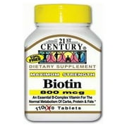 6 Pack 21st Century Biotin 800mcg Tablets 110 Count Each