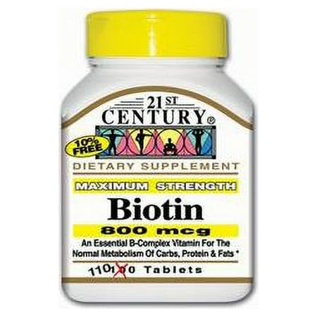 6 Pack 21st Century Biotin 800mcg Tablets 110 Count Each
