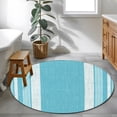 thumbnail image 5 of Vintage Cyan Blue Striped Round Rug 4ft Washable Circle Entryway Rugs Non Slip Farmhouse Modern Stripes Boho Area Rug Indoor Floor Carpet for Bedroom Kitchen Living Room Office Dining Room Nursery, 5 of 9