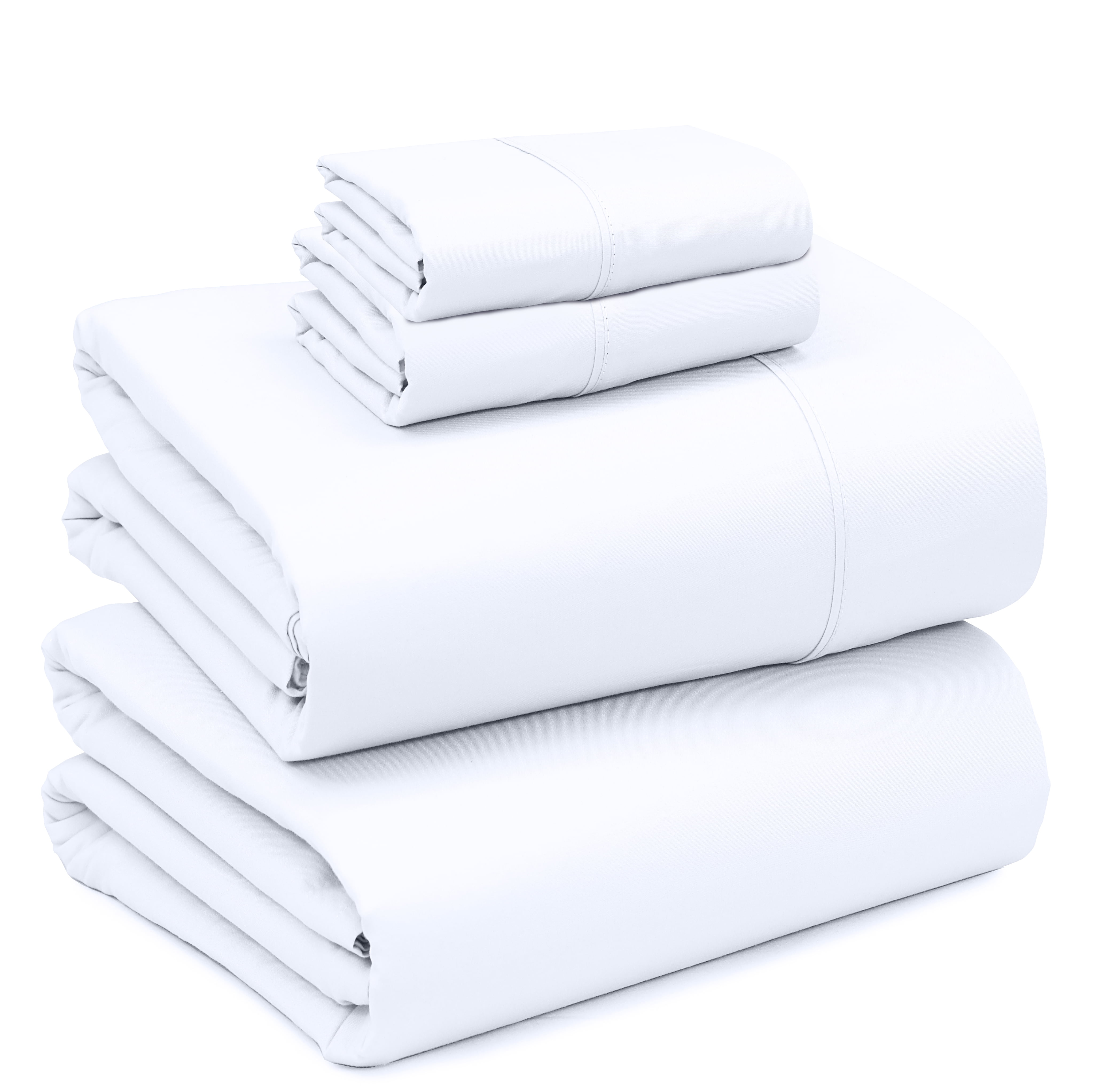 Ruvanti 4 Pcs Full Size White Bed Sheets, Extra Soft Brushed 1800 Microfiber Sheet Set, Include