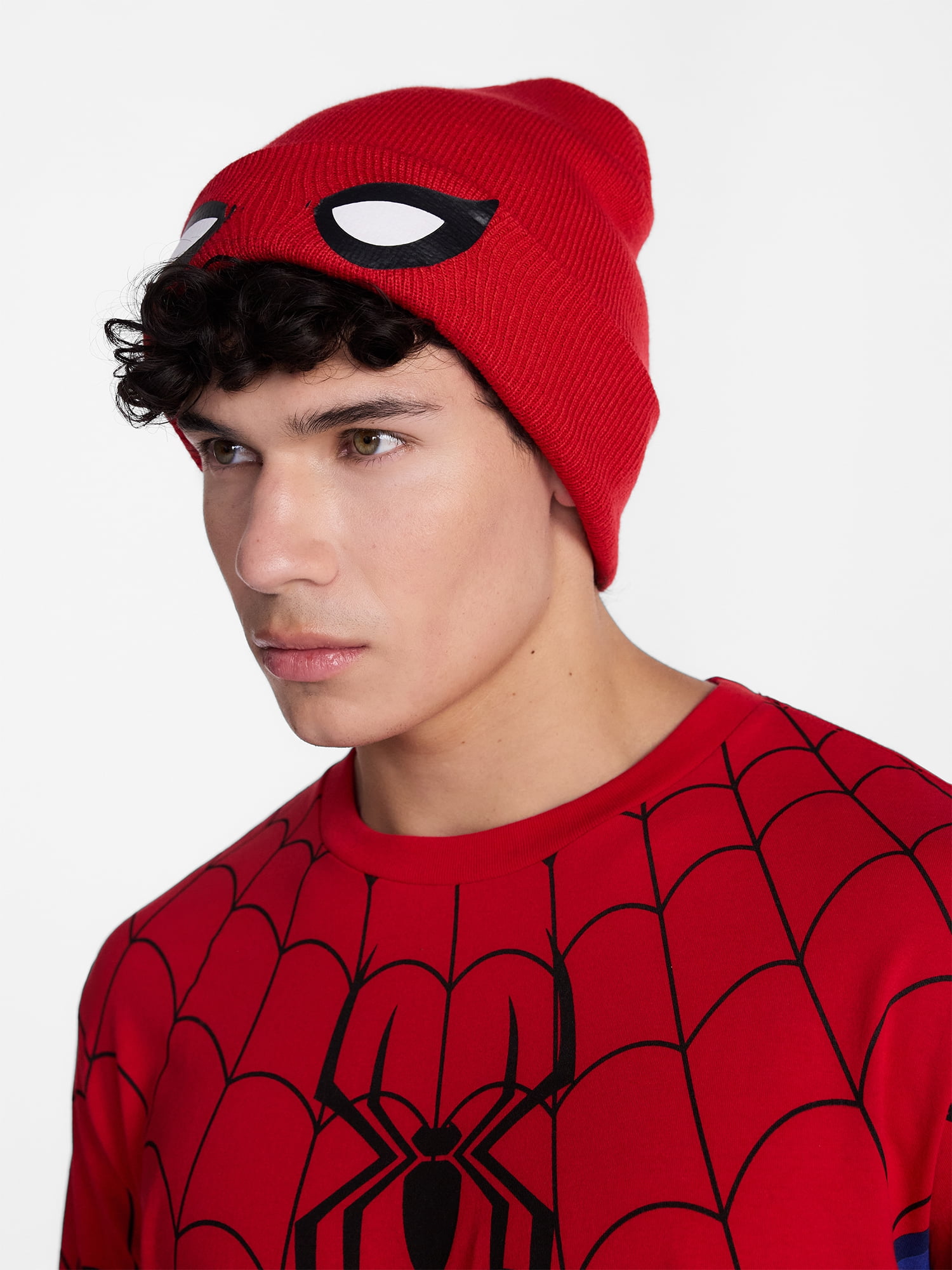 Spider-Man Men's and Big Men's Graphic Cosplay Tee and Beanie Set, 2-Piece, Sizes XS-3XL