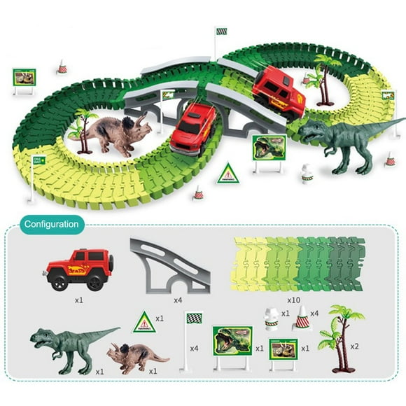 Children‘s dinosaur toy track set Flexible train track toy set to create a road to the world of dinosaurs