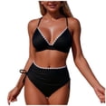 thumbnail image 3 of YueHuiYing Women's Bikini Set Two Piece Swimsuit Triangle Top String Mid Rise Bottom Cheeky Bathing Suit, 3 of 7