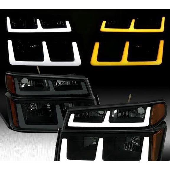 Smoke Fit 2004-2012 Chevy Colorado GMC Canyon Headlights Switchback LED Signal
