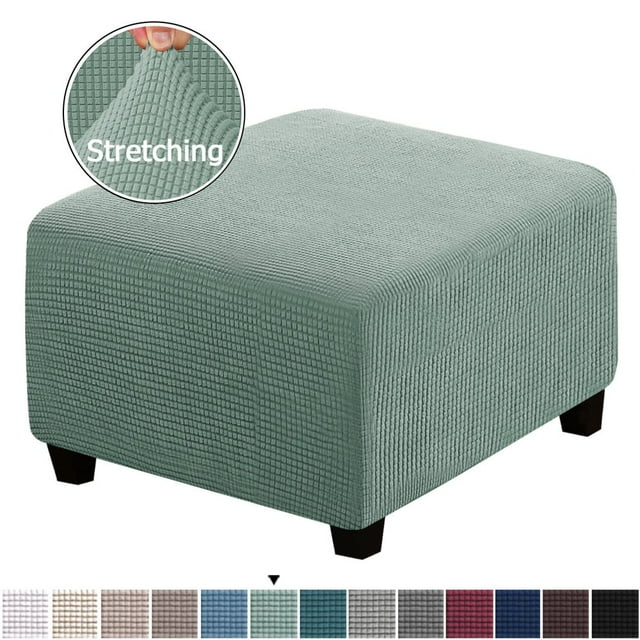 EIGTHTAIL Square Ottoman Covers Ottoman Slipcovers Folding Storage Stool Furniture Protector Form Fit with Elastic Bottom Stretch High Spandex Small Checks Jacquard Fabric Brown XL 35”-