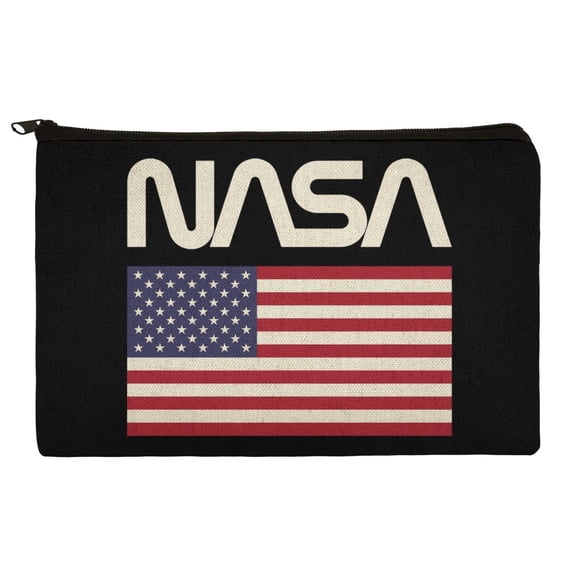 NASA Official Worm Logo United States USA Flag Pencil Pen Organizer Zipper Pouch Case