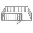 thumbnail image 4 of Daybed for Kids, Solid Wood Montessori Floor Bed Frame with Fence&Door Grey - Full, 4 of 5