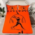 thumbnail image 2 of Homewish Teens Baseball Print Full Size Sheets, Orange Black Abstract Bed Sheets, Cartoon Sports Theme Sheet Sets, Luxury Bedroom Decor, 4pcs, 2 of 7