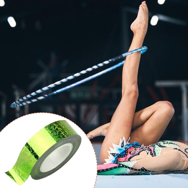 Quzzie Gymnastics Hoop Tape Artistic Gym Tape Glitter Tape Decoration Sticker Accessory for Rhythmic Equipment Protection Suitable for Routine Practice Train Green