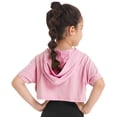 thumbnail image 7 of iiniim Dance Crop Sweatshirt Hooded Pullover Girls Short Sleeve Cropped Hoodie Tops Gymnastics Tee Shirt Pink 12, 7 of 7