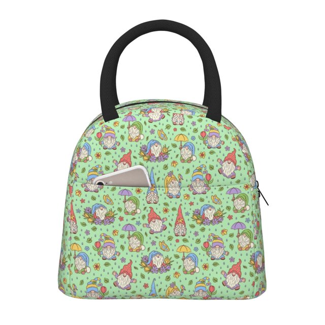 Balery Spring Gnomes Bolsa de Almuerzo para Mujeres, Caja de Almuerzo, Bolsa de Almuerzo Pequeña Impermeable, Tote de Almuerzo Reutilizable con Gran Capacidad